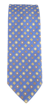 Blue & Yellow Floral Medallion Patterned Tie by Van Buck