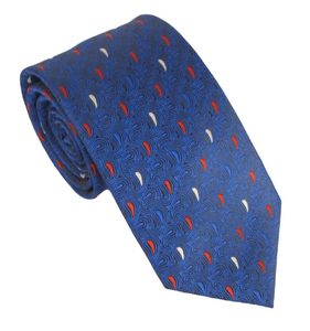 Blue Red & White Swirl Paisley Patterned Tie by Van Buck