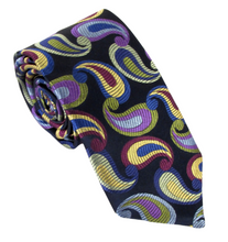 Van Buck Limited Edition Multicoloured Green Large Teardrop Paisley Silk Tie