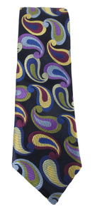 Van Buck Limited Edition Multicoloured Green Large Teardrop Paisley Silk Tie