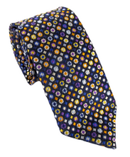 Limited Edition Small Navy Gold Squares Silk Tie by Van Buck