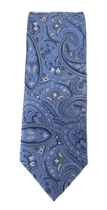 Blue Large Paisley London Silk Tie by Van Buck