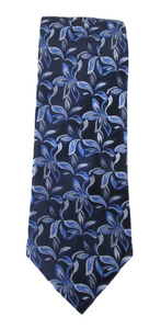 Navy Floral London Silk Tie by Van Buck