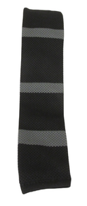Black With Grey Stripe Knitted Tie by Van Buck