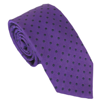 Purple Silk Tie with  Navy Blue Polka Dots by Van Buck