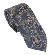 Navy & Pink Floral Paisley Silk Tie & Pocket Square Set by Van Buck