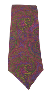Purple Paisley Printed Silk Tie by Van Buck