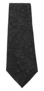 Black Self Paisley Cotton Tie by Van Buck