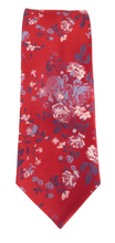 Red Floral London Silk Tie by Van Buck