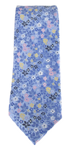 Blue Neat Small Flowers Red Label Silk Tie by Van Buck