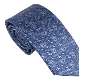 Blue Textured Paisley Patterned Tie by Van Buck