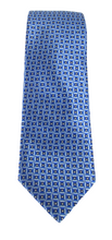 Blue Geometric Squares Patterned Tie by Van Buck