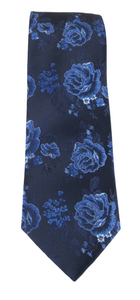 Navy & Blue Rose Floral Tie by Van Buck
