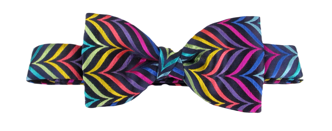 Van Buck Limited Edition Multicoloured Herringbone Zig Zag Silk Bow Tie