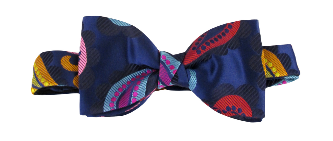 Van Buck Limited Edition Navy Large Paisley Silk Bow Tie