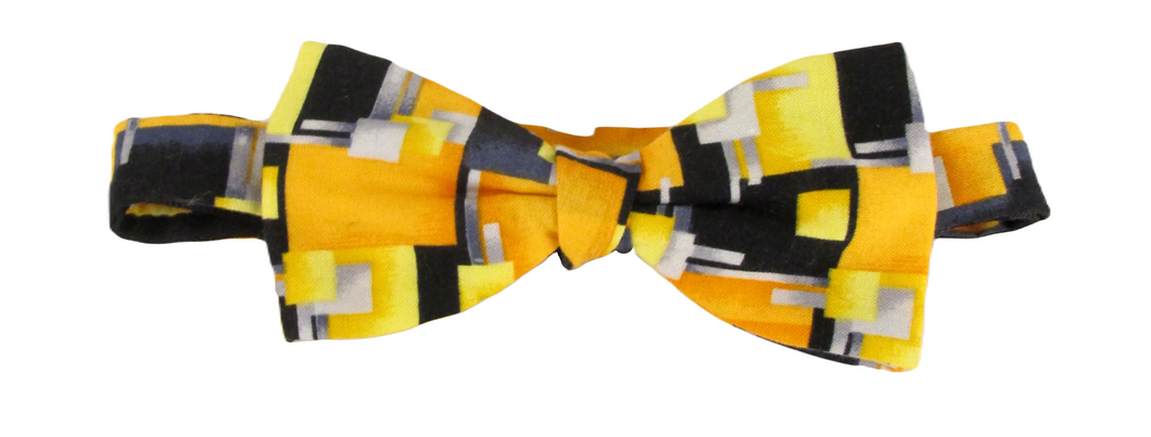 Abstract Yellow Squares Bow Tie by Van Buck