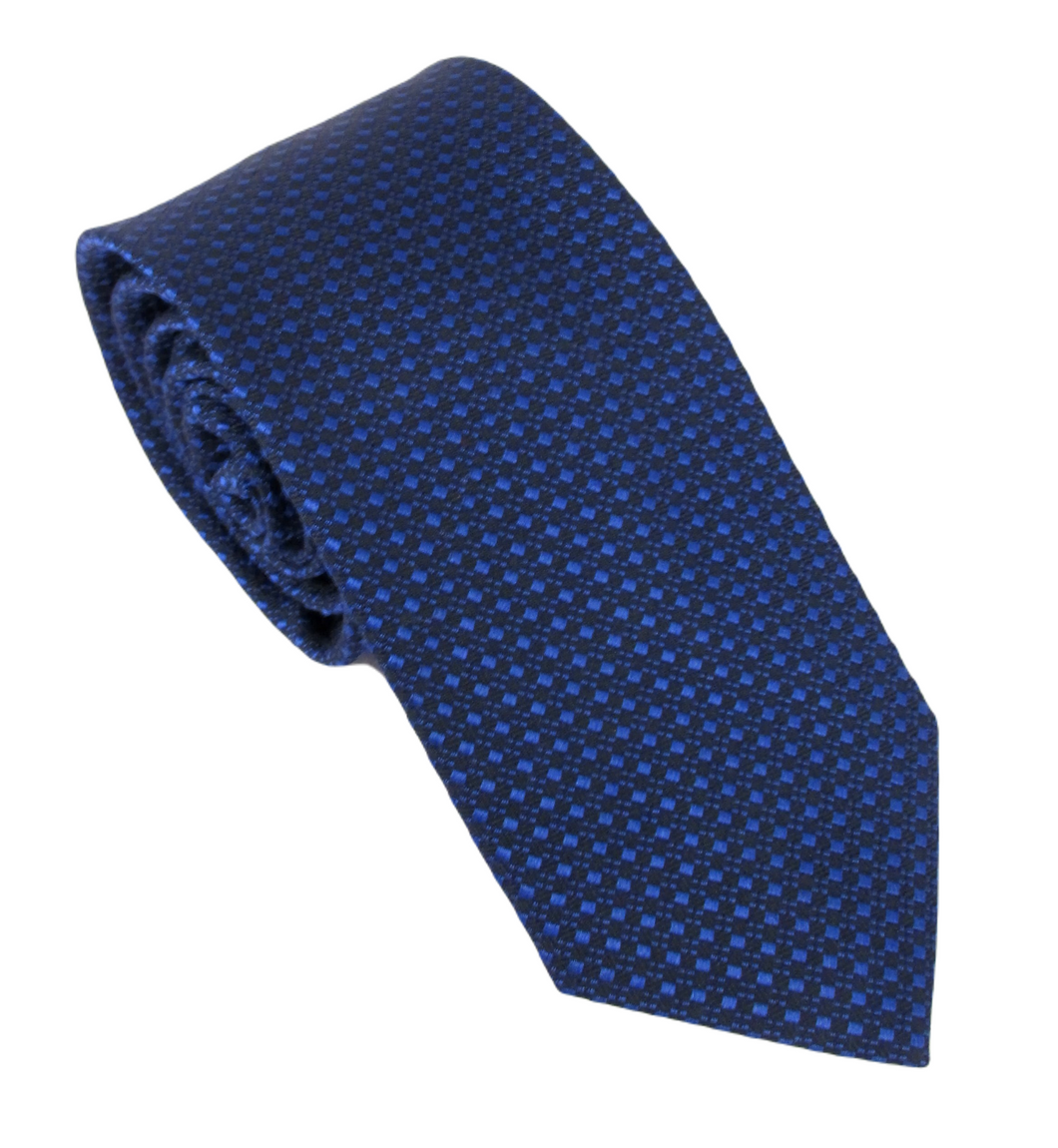 Royal Blue Neat Squares London Silk Tie by Van Buck