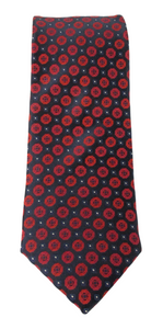 Red Medallion Circles London Silk Tie by Van Buck