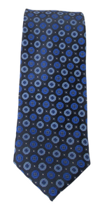 Royal Blue Medallion Circles London Silk Tie by Van Buck