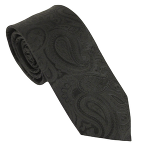 Black Paisley Silk Wedding Tie By Van Buck