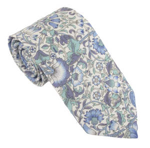 Lodden Blue Cotton Tie Made with Liberty Fabric
