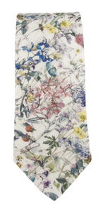 Wild Flowers Ivory Cotton Tie Made with Liberty Fabric