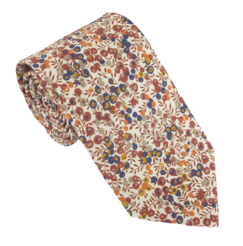 Wiltshire Bud Orange Cotton Tie Made With Liberty Fabric