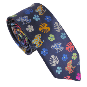 Limited Edition Navy Multi Frogs silk Tie