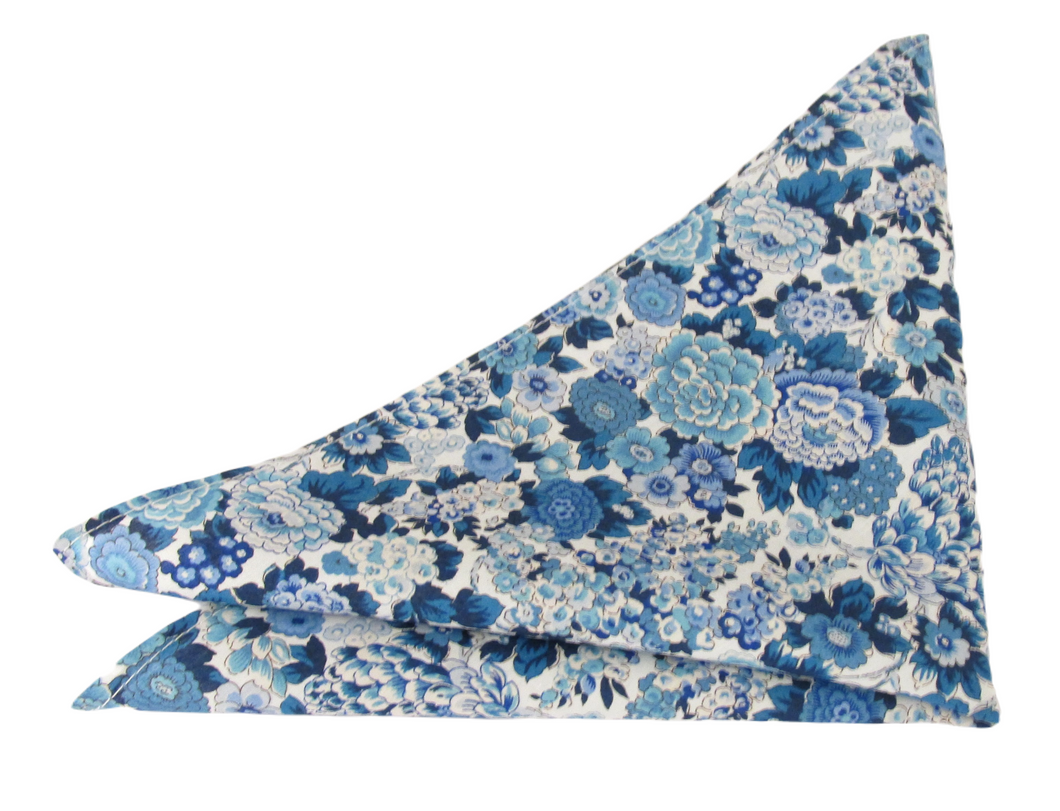 Elysian Day Blue Cotton Pocket Square Made with Liberty Fabric