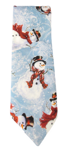 Snowman In A Snowstorm Cotton Christmas Tie by Van Buck