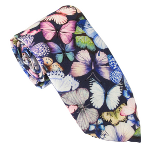 Pink Pastel Butterfly Cotton Tie by Van Buck