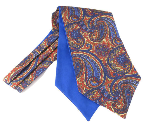 Red Large Detailed Paisley Fancy Silk Cravat by Van Buck