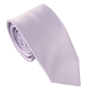 Light Lilac Satin Wedding Tie and Pocket Square Set by Van Buck