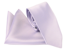 Light Lilac Satin Wedding Tie and Pocket Square Set by Van Buck