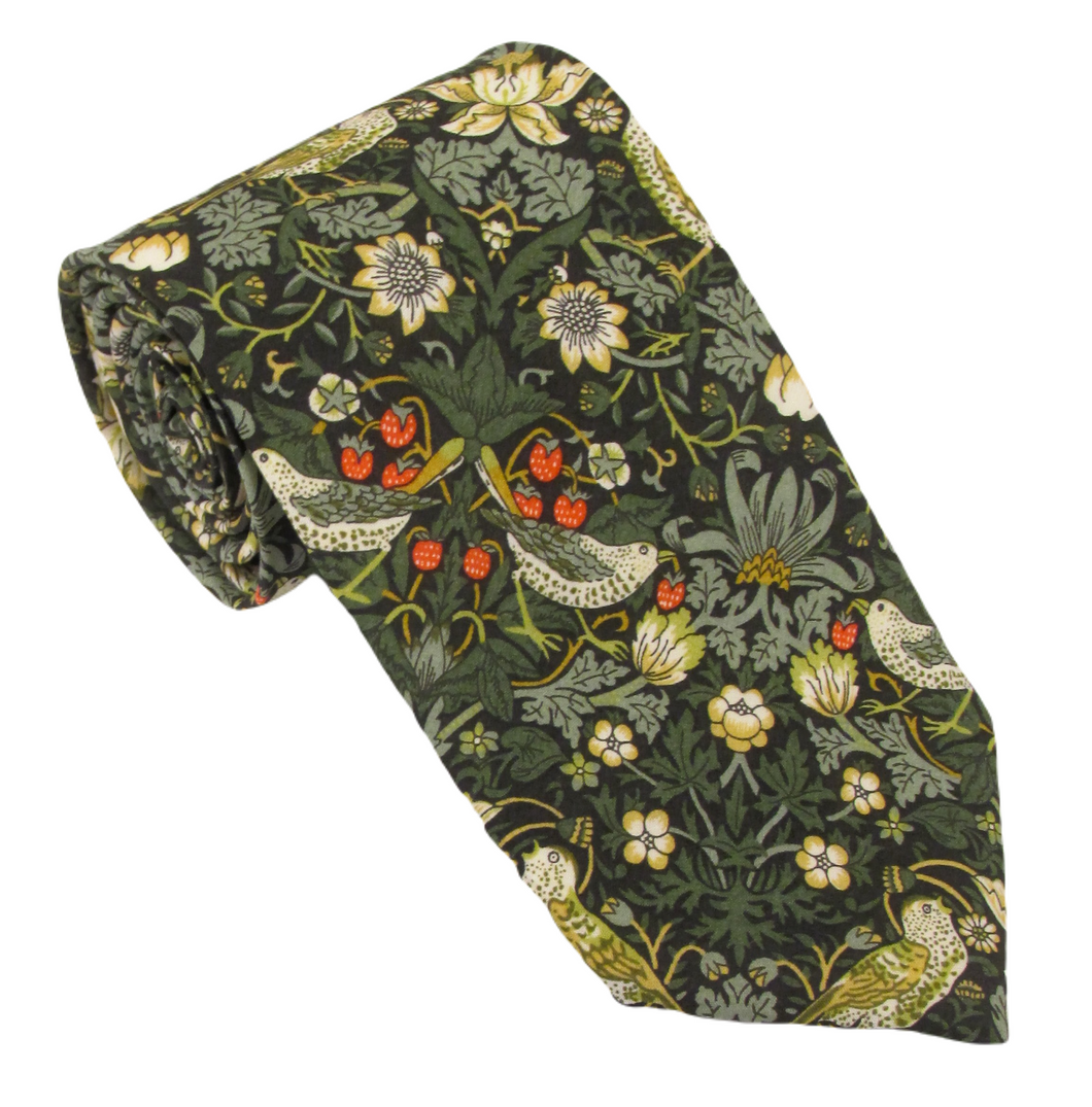 Strawberry Thief Forest Cotton Tie Made with Liberty Fabric