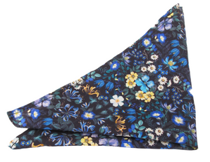 Mary Patricia Blue Cotton Tie & Pocket Square Made with Liberty Fabric