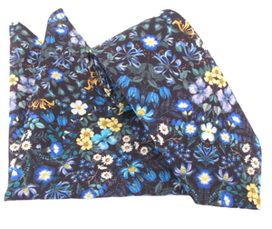 Mary Patricia Blue Cotton Tie & Pocket Square Made with Liberty Fabric