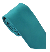 Teal 51 Satin Wedding Tie and Pocket Square Set by Van Buck