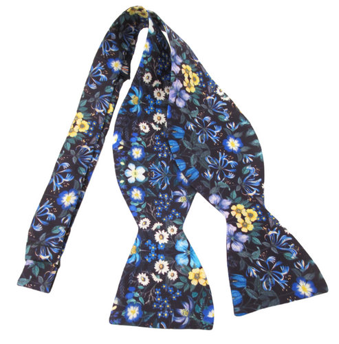 Mary Patricia Blue Cotton Self Tie Bow Tie Made with Liberty Fabric