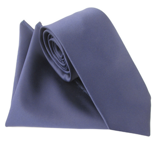 Navy Blue Wedding Satin Tie and Pocket Square Set By Van Buck