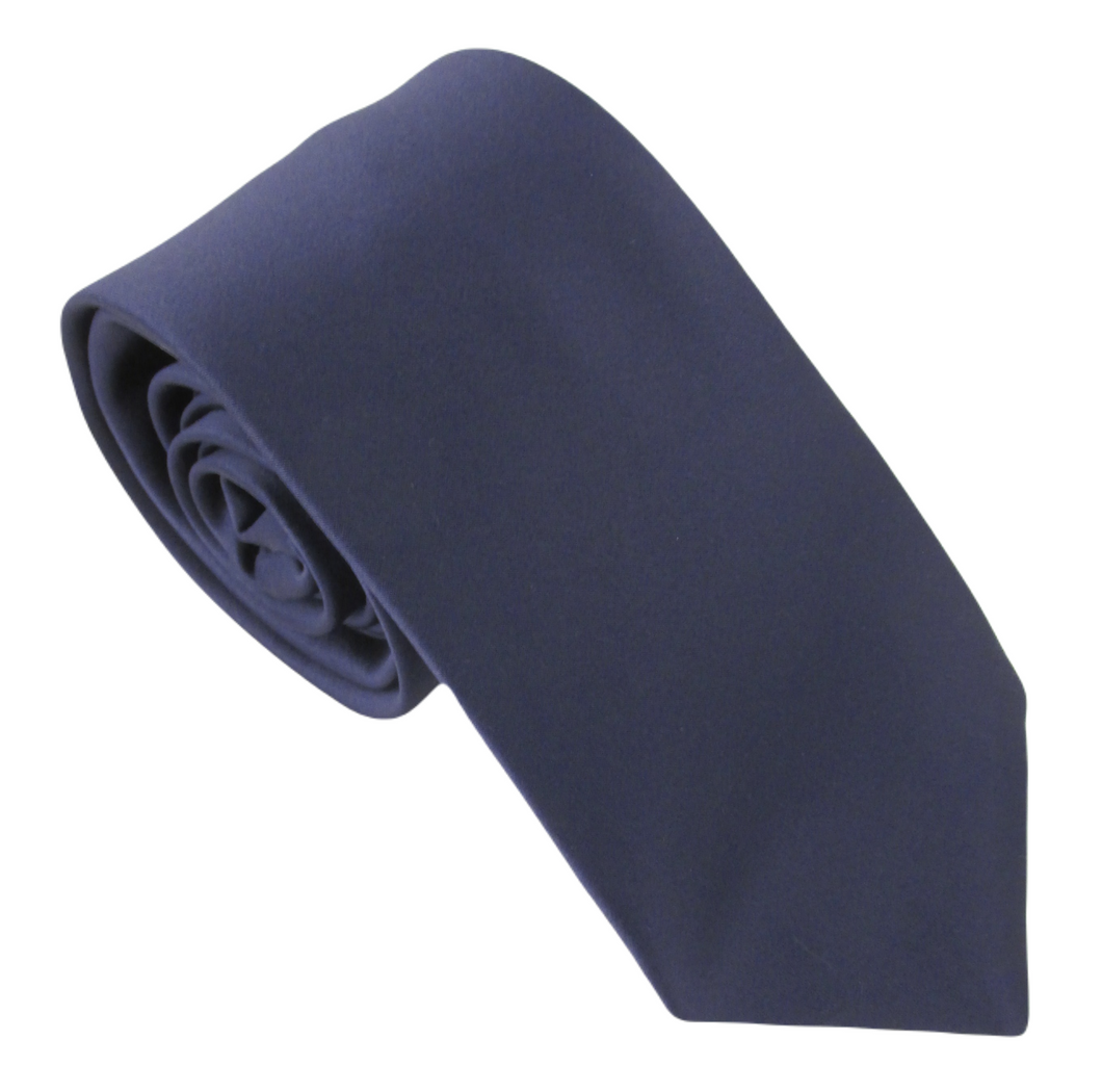 Navy Blue Satin Wedding Tie By Van Buck