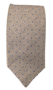 Grey Blue Dot Textured Red Label Silk Tie by Van Buck