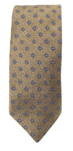 Taupe Neat Medallion Cross Textured Red Label Silk Tie by Van Buck