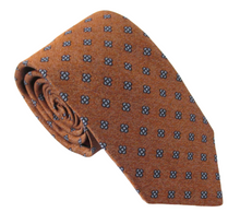 Rust Neat Medallion Cross Textured Red Label Silk Tie by Van Buck