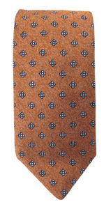 Rust Neat Medallion Cross Textured Red Label Silk Tie by Van Buck