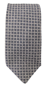 Grey Navy Squares Textured Red Label Silk Tie by Van Buck