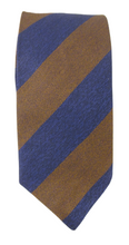 Brown & Blue Stripe Textured Red Label Silk Tie by Van Buck