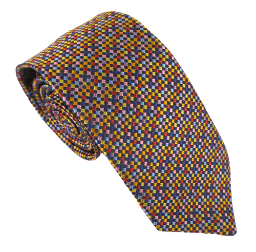 Limited Edition Small Multicoloured Squares Silk Tie by Van Buck