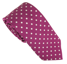 Cerise Pink Silk Tie With White Polka Dots by Van Buck