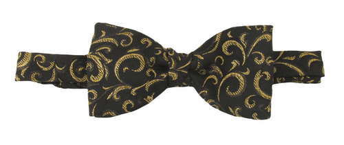 Black & Gold Ornate Lurex Bow Tie by Van Buck